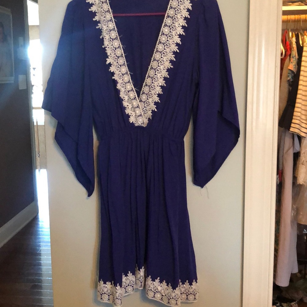 Blue v cut dress